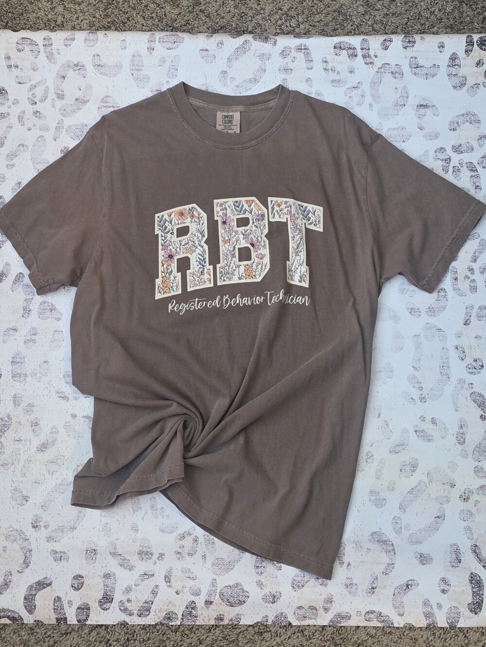 Comfort Colors RBT Floral-Print Short Sleeve Tee - Brown